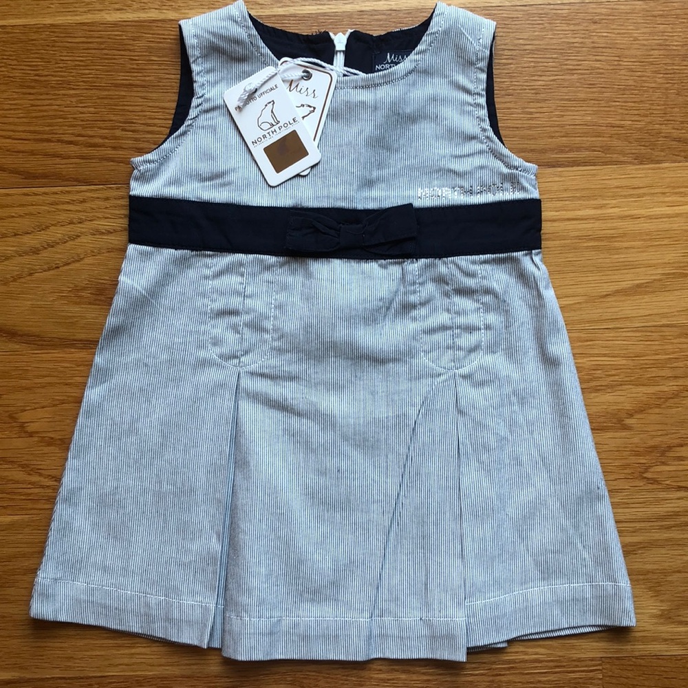 Navy blue pinstripe dress